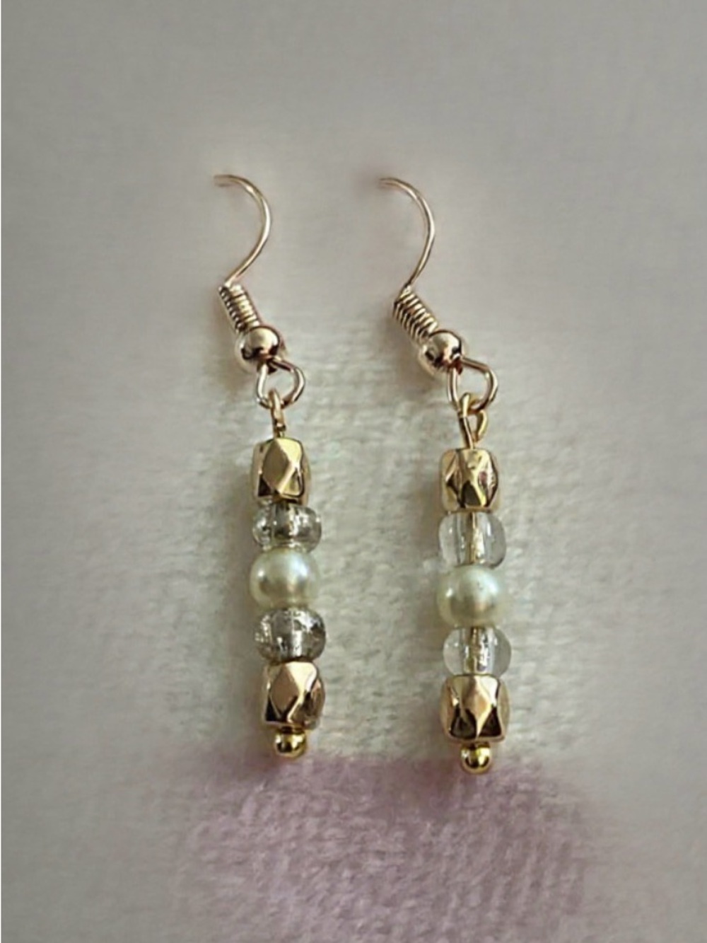Gold-Accent Pearl & Crystal Bead Drop Earrings
